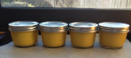 lime curd in jars