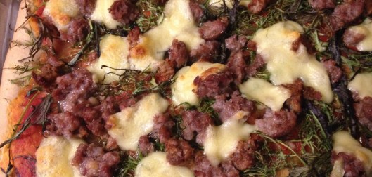 sausage and greens pizza