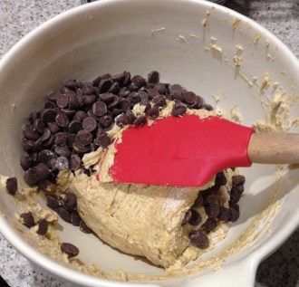 folding in choc-chips