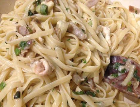 pasta with bacon and brie