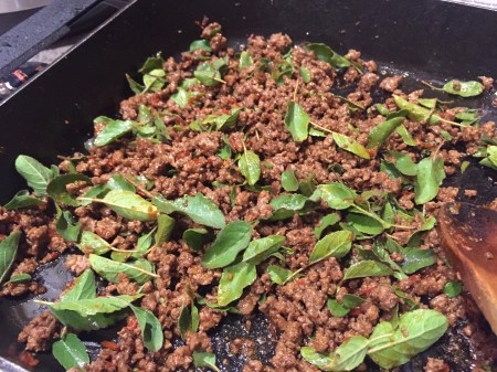 holy basil in Thai stir-fried beef
