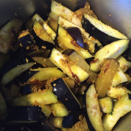 add eggplant to pan