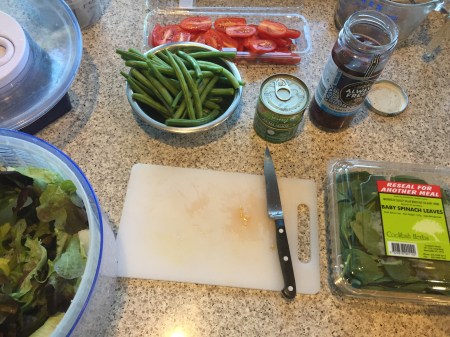 preparing ingredients for salad