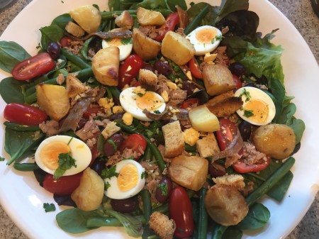 salad variation using up leftover roast potatoes