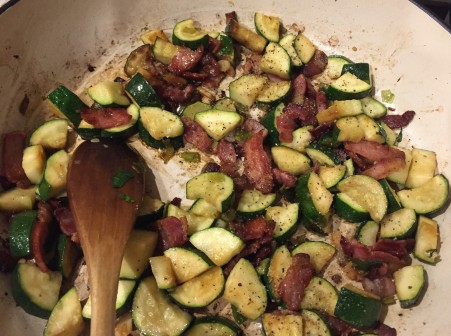 fry bacon and zucchini