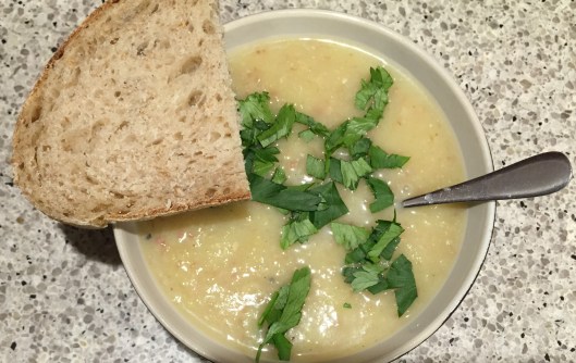 potato, celery, leek and bacon soup