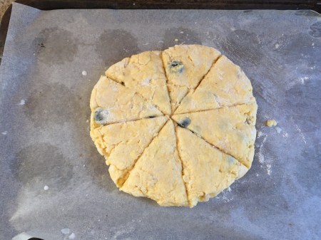 pat dough into a round and mark into wedges