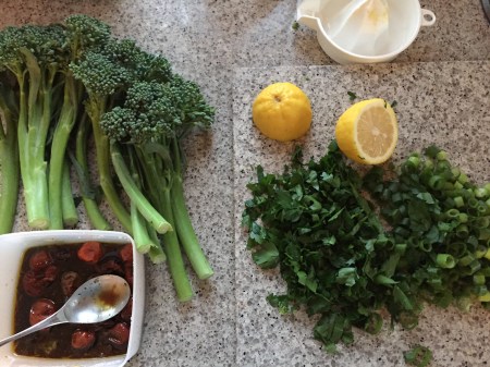 finely slice spring onions and parsley 