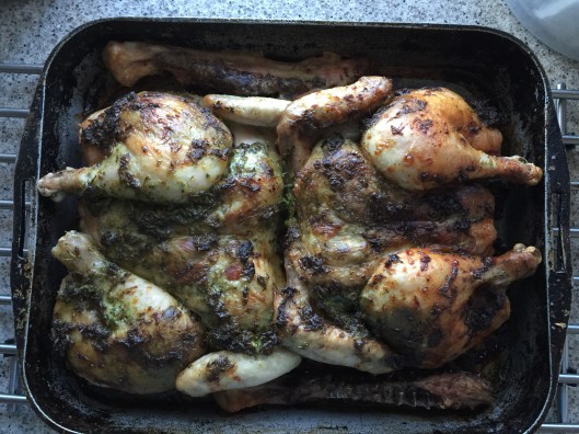 green marinated and spiced roast chicken