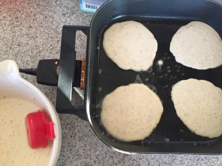cook pancakes until the bubbles hold
