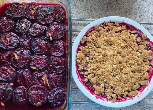 roasted plums and plum crumble