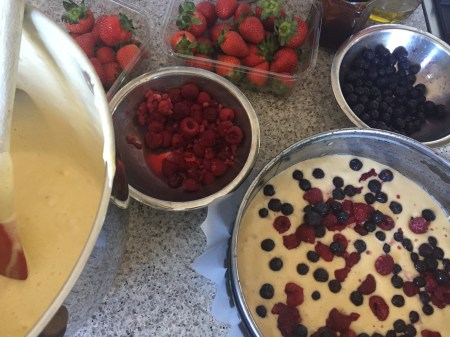 layer cake mixture with berries