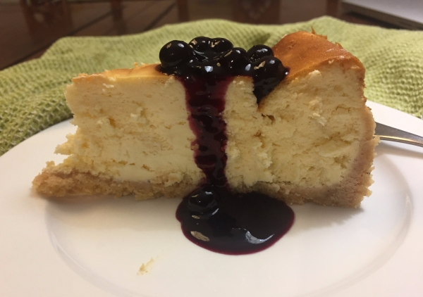 cheesecake with blueberry compote