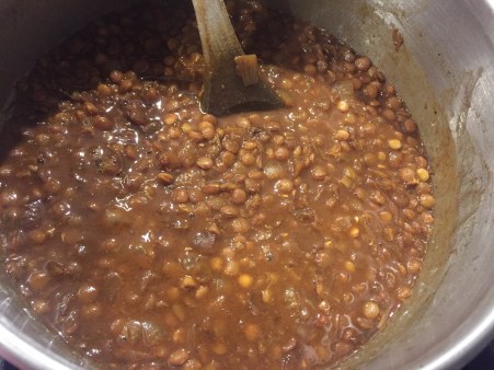 cook until mixture is thick and lentils are tender