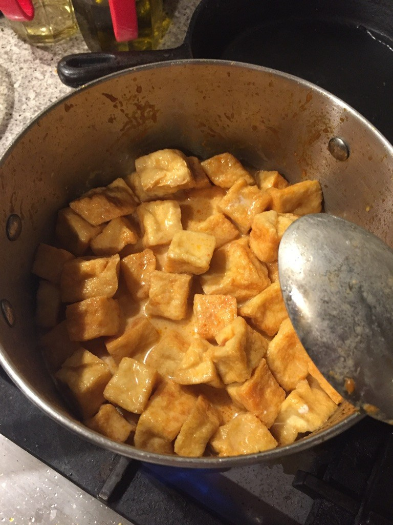 add tofu puffs to soup